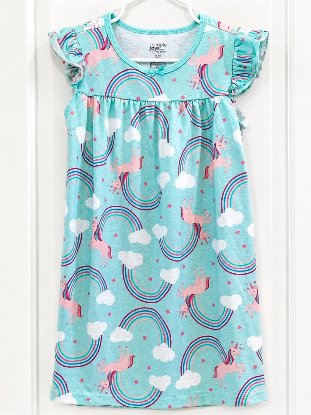 🌈 ✨ Carter’s Simple Joys Girls Unicorn Rainbow Nightgown Pajamas Size 4-5